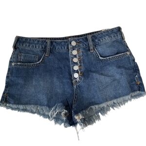NWT Anthropologie Pilcro The Low-Slung Cut Off Denim Shorts Button Up Size 26P
